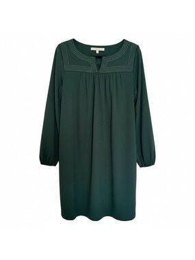 Shannon McLean Dark Green Long Sleeve Dress with Gold Stitching M